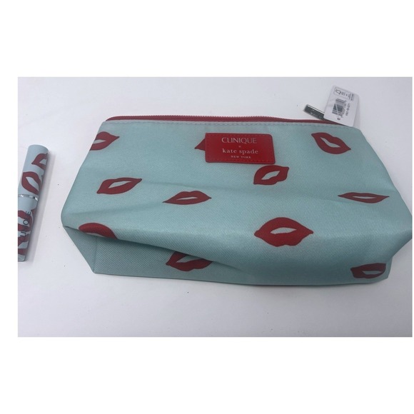 Kate Spade Collectors Lips Makeup Case & Red Lips Matching Lipstick black honey - Picture 2 of 16